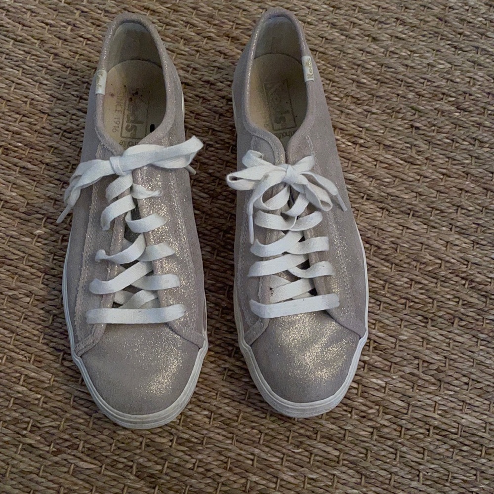Gold shiny platform keds